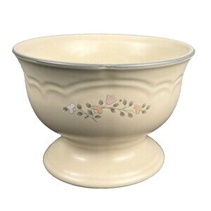 Pfaltzgraff Remembrance Pedestal Bowl Pastel Floral Peach Stoneware 6" x 4 1/4"